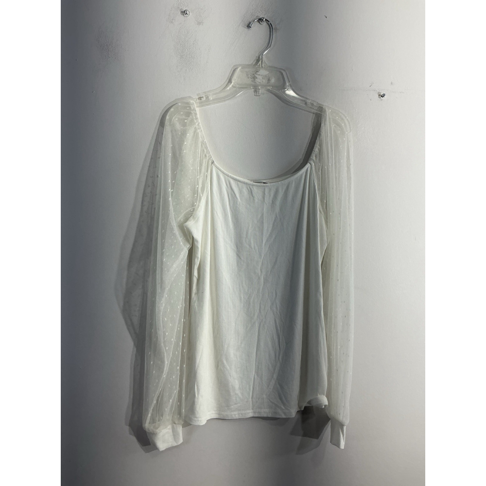 Womans Dorose Pullover Off The Shoulder Blouse Med White Long Sheer Sleeves NWT